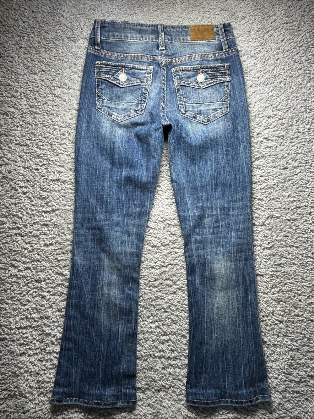 DAYTRIP Jeans Womens 26 Virgo Bootcut Low Rise Flap Pockets Thick Stitch Street - Picture 5 of 5